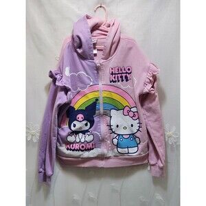 Hello Kitty And Friends Girls 10-12 Sweater Full Zip Kuromi Colorful Cartoon Fun